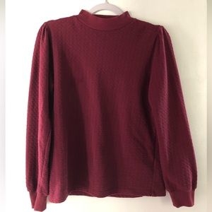 J. Crew textured magenta mock neck